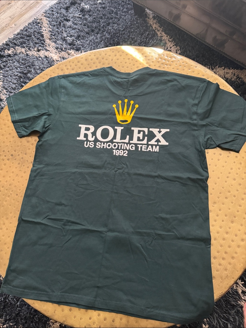 Rolex Green Short-Sleeve Tee with Yellow Crown Graphic